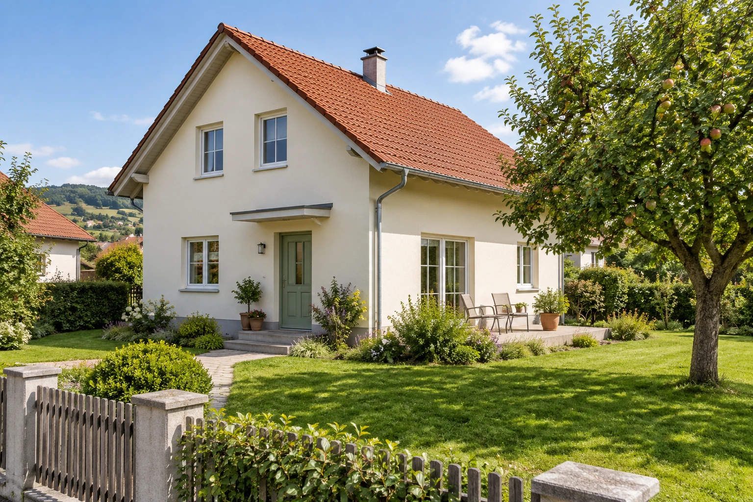 Maison aux façades claires avec jardin en Autriche